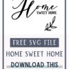 Download this pretty home sweet home cut file!  This free SVG is perfect for DIY home decor, like wood signs.  Great for use with a Cricut for crafting or X-Carve for woodworking.  Also available as a PNG, JPG, DXF, or SVG.