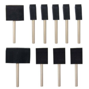 Value-Pack 10-Pc Foam Paint Brush Set - Wood Handles by Industrial Tools